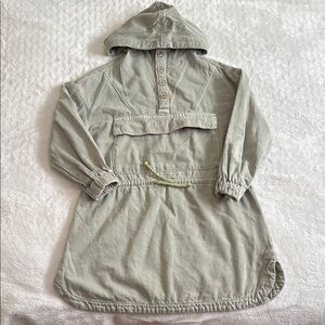 Zara Olive Hooded Tunic Dress with Button Accents